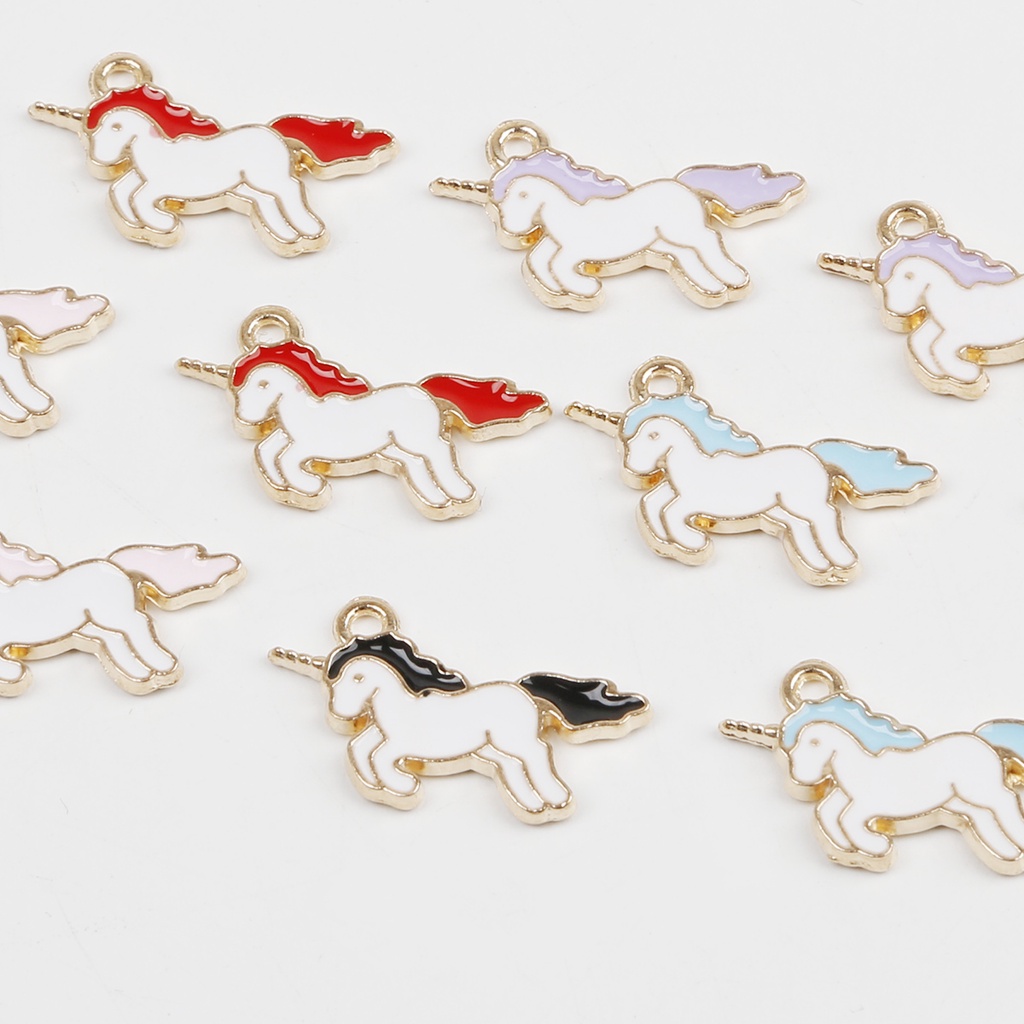 10 pcs/lots Zinc Alloy Enamel Unicorn Pesona Liontin untuk Kalung Anting-Anting Gelang DIY Temuan Perhiasan Membuat Aksesoris