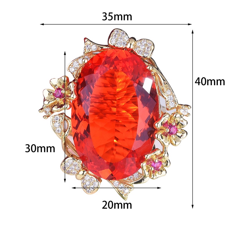 Fancyqube Cincin Zircon Bentuk Bunga Oval Adjustable Gaya Eropa Amerika Untuk Wanita