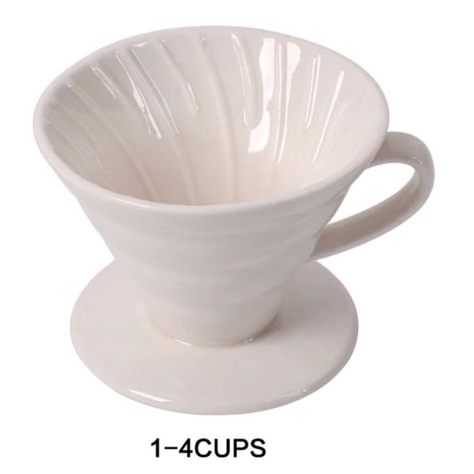 One Two Cups Filter Penyaring Kopi V60 Glass Coffee Filter Dripper 1-4 Cups PUTIH