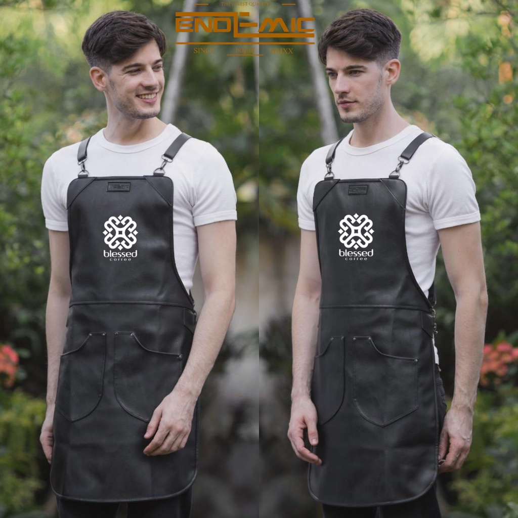 apron barista celemek barbershop celemek waiter celemek cukur rambut apron barber celemek kopi premium pu leather crossback strep plus bordir logo