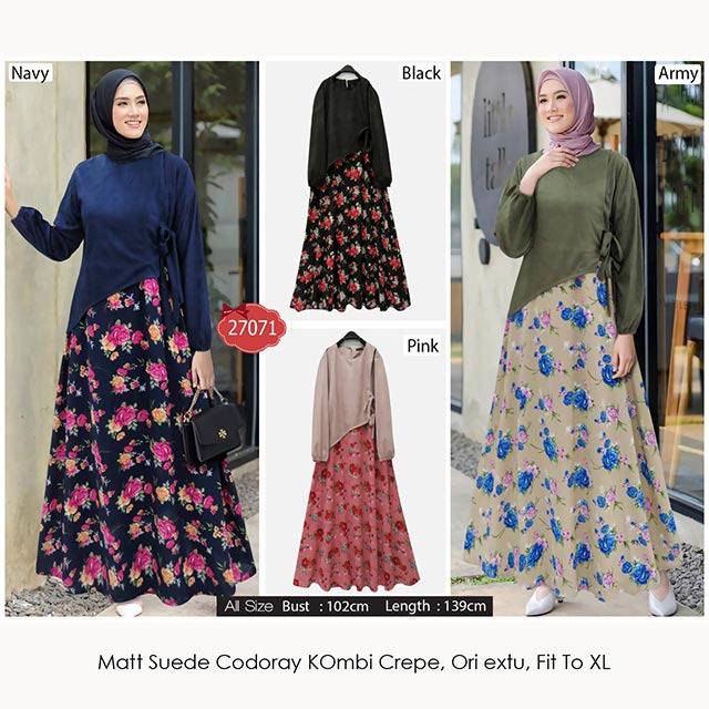 TYAS MAXY FLOWER, Matt Suede Codoray KOmbi Crepe, Ori extu