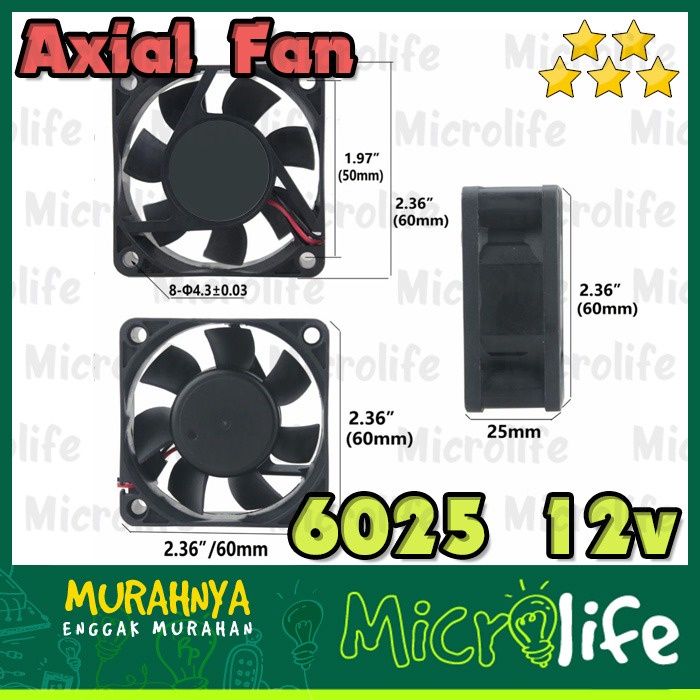 Kipas DC 12V Axial Fan 6025 5010 4010 3010