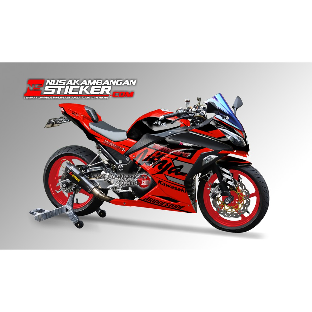 Jual Decal Stiker Motor Ninja 250 fi Full Body Racing Team Merah Grafis