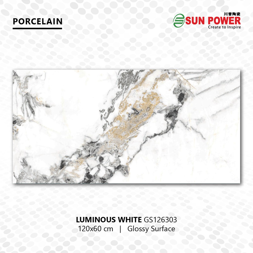 Granit Lantai Glossy Polished - Luminous White 120x60 | Sun Power
