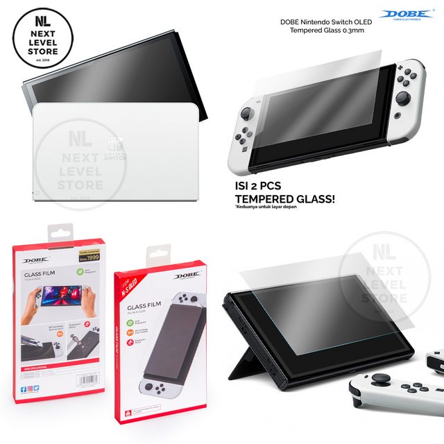 DOBE Nintendo Switch OLED Premium Tempered Glass Screen Guard TNS-1156 - MINIMAL 2 SET - BACA DESKRIPSI DULU YA