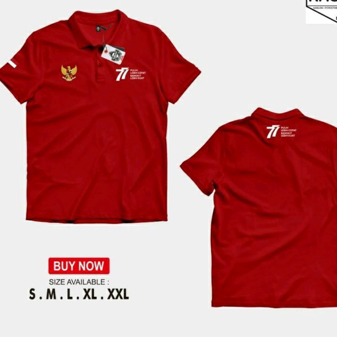 KAOS POLO SHIRT INDONESIA MERDEKA / KAOS KERAH KEMERDEKAAN INDONESIA 77 TAHUN