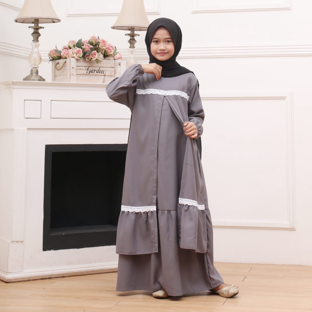 GAMIS ANAK PEREMPUAN MODEL RENDA BAHAN KATUN POLIMIKRO | BAJU MUSLIM ANAK PEREMPUAN TERBARU USIA 5 - 11 TAHUN