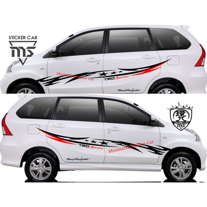 STIKER MOBIL TOYOTA AVANZA CUTTING STICKER AVANZA TRD SPORTIVO CUSTOM - HITAM-MERAH Keren