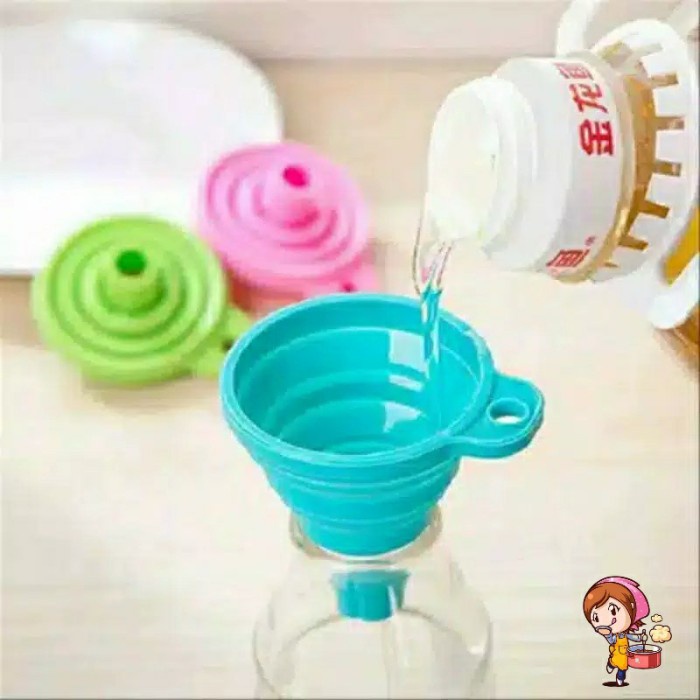 Corong Air Minyak Lipat Silicone Silikon Bulat Serbaguna