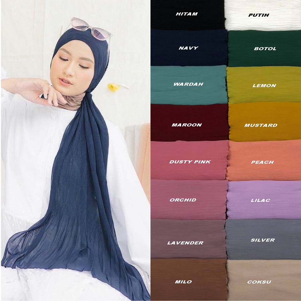 Hijab Pashmina Plisket Duyung Lidi Ceruty Babydoll 180x75cm