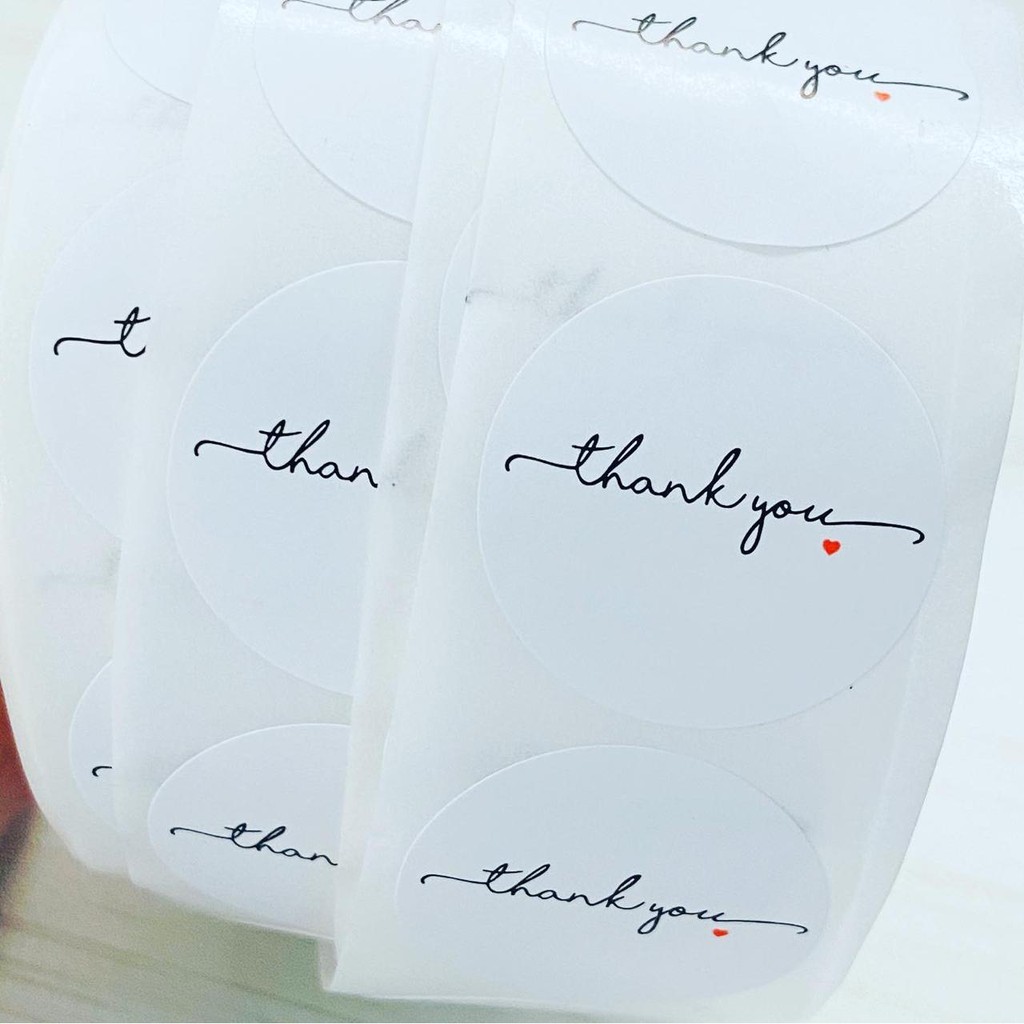 

Stiker Label Sticker White Putih Thank you handwriting style segel Product Produk Merchandise