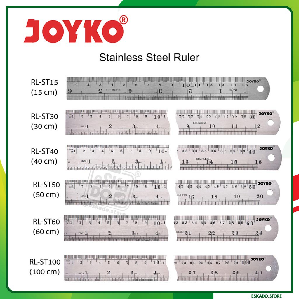 Joyko Stainless Steel Ruler Penggaris Besi