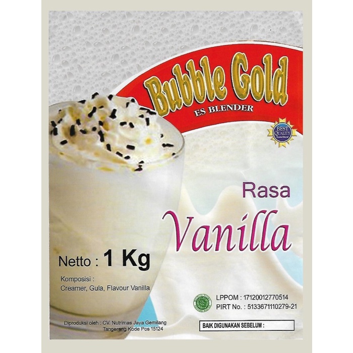 

BUBBLE GOLD VANILLA SERBUK MINUMAN RASA VANILA