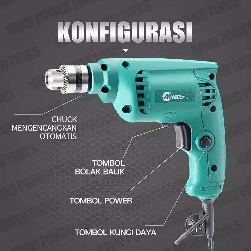 MAILTANK SH30 Mesin Bor LISTRIK Kayu Besi Baja Ringan 10 mm - Electric Drill