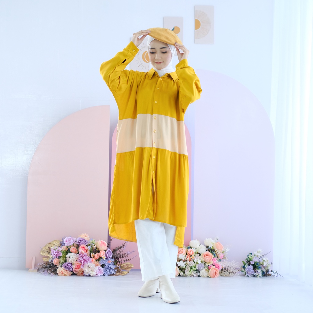 (DBY) TUNIK KEMEJA MAUDYA OVERSIZE RUFFLE DAILY BUSUR DRESS RAYON