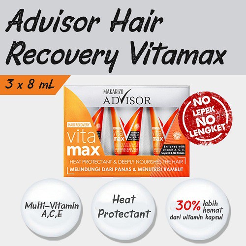 Makarizo Advisor Hair Recovery Vitamax 8 ml x 3 - Vitamin Rambut / Serum Rambut / Hair Vitamin