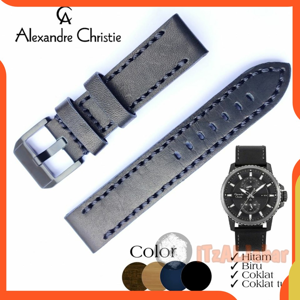 Tali jam tangan Alexandre christie 6507 kulit Asli Leather strap