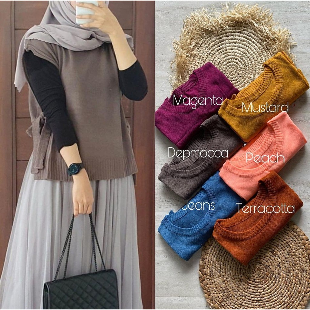 VEST RAJUT WANITA/ROMPI KNIT KOREAN/VEST KNIT MASA KINI ALL SIZE/VEST RAJUT OOTD SELEBGRAM