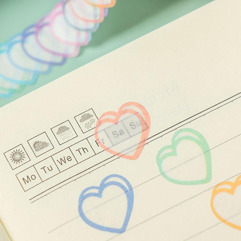 Tape Stiker Kertas Bentuk Hati Multi Warna Untuk Dekorasi Foto Jurnal