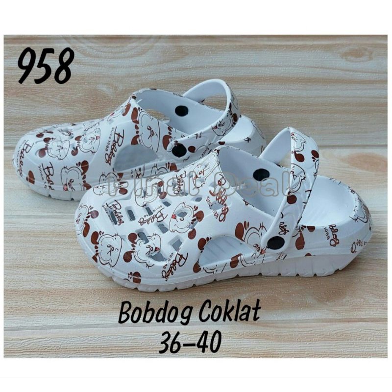 Sandal Baim Motif Printing Kartun 36-40 Sandal Crocs Anti Slip Sandal Kodok Sablon Lucu 958