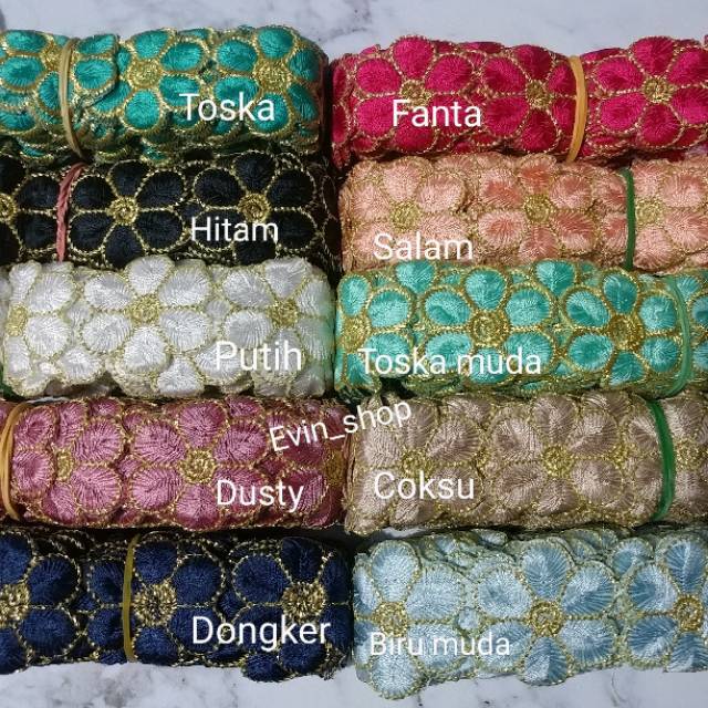 Renda Bordir Melati Liss Mas/1 yard=90 cm