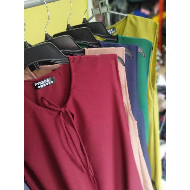 long outer diamond crinkle premium tanpa lengan cardi polos / outer  wanita terbaru by fyssca outfit