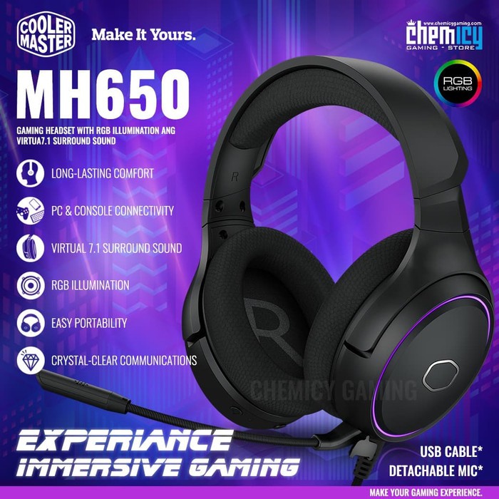 Cooler Master MH650 Virtual 7.1 Surround Sound RGB Gaming Headset