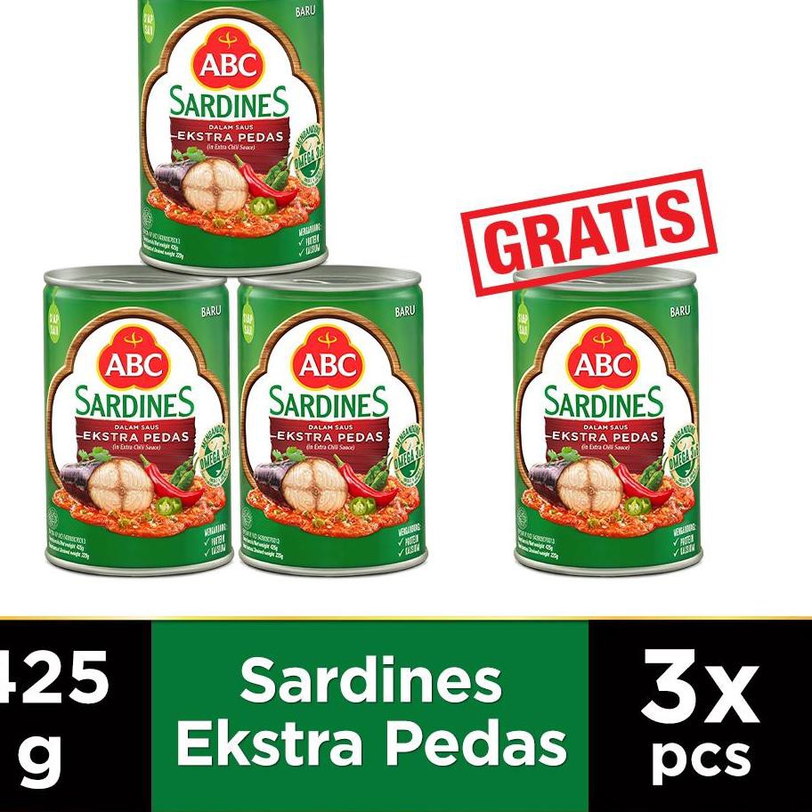

[KODE BARU 6] ABC Sarden Saus Extra Pedas 425 g - Buy 3 pcs Get 1 pcs Free TERLAKU..!!