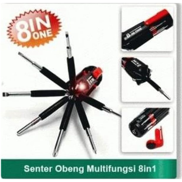 (NCS) COD Obeng 8in1 Senter Lampu LED Emergency Multifungsi Perkakas 8 in 1 Screwdrivers Travel