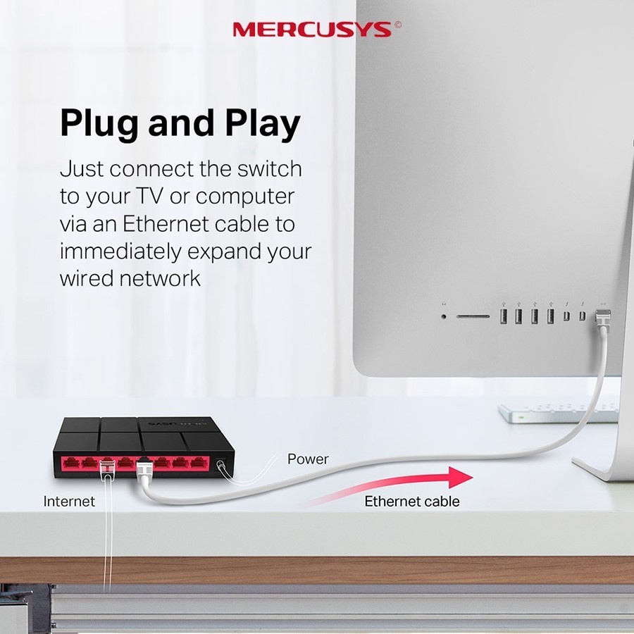 Mercusys MS108G 8-Port 10/100/1000Mbps Desktop HUB Switch