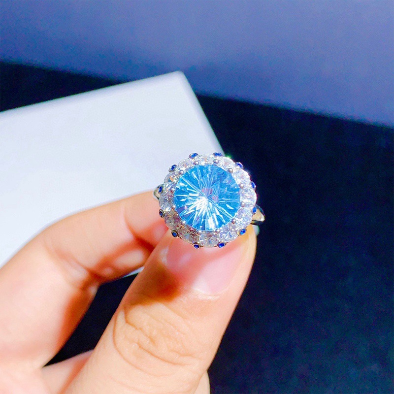 Fancyqube Cincin Sterling Silver 925 Desain Bunga Hias Kristal Zircon Aaa Mewah Berkilau Untuk Wanita