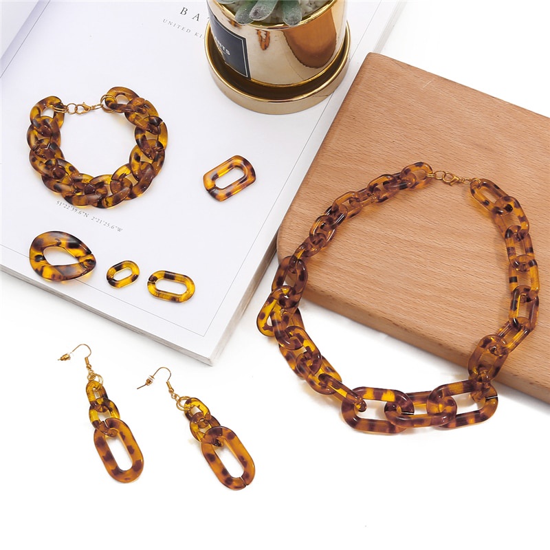 10 pcs/pack Fashion Acrylic Leopard DIY Beads untuk Membuat Perhiasan Konektor Link Rantai Pemegang Kerajinan Aksesoris