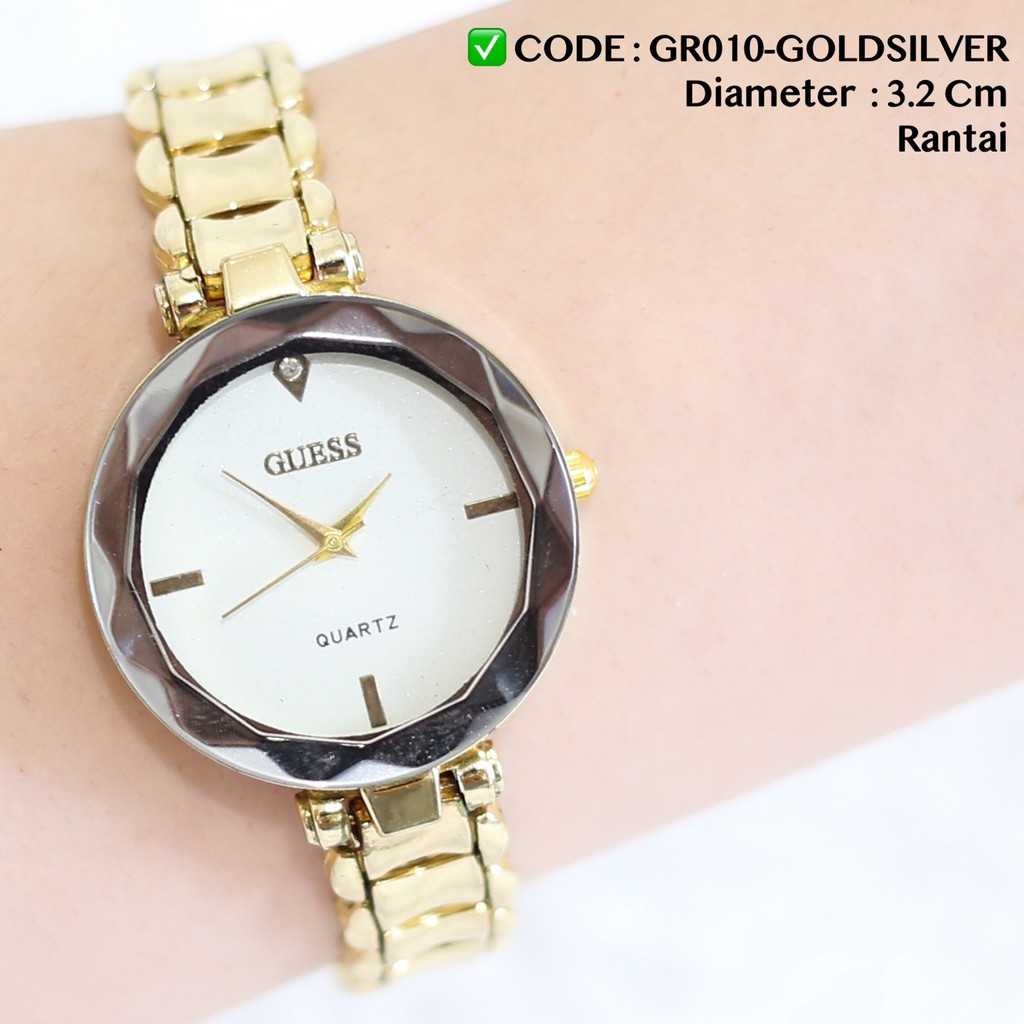 Jam tangan GUESS rantai wanita fashion cewek termurah grosir ecer stainless GR001-GR010 GOLDSILVER