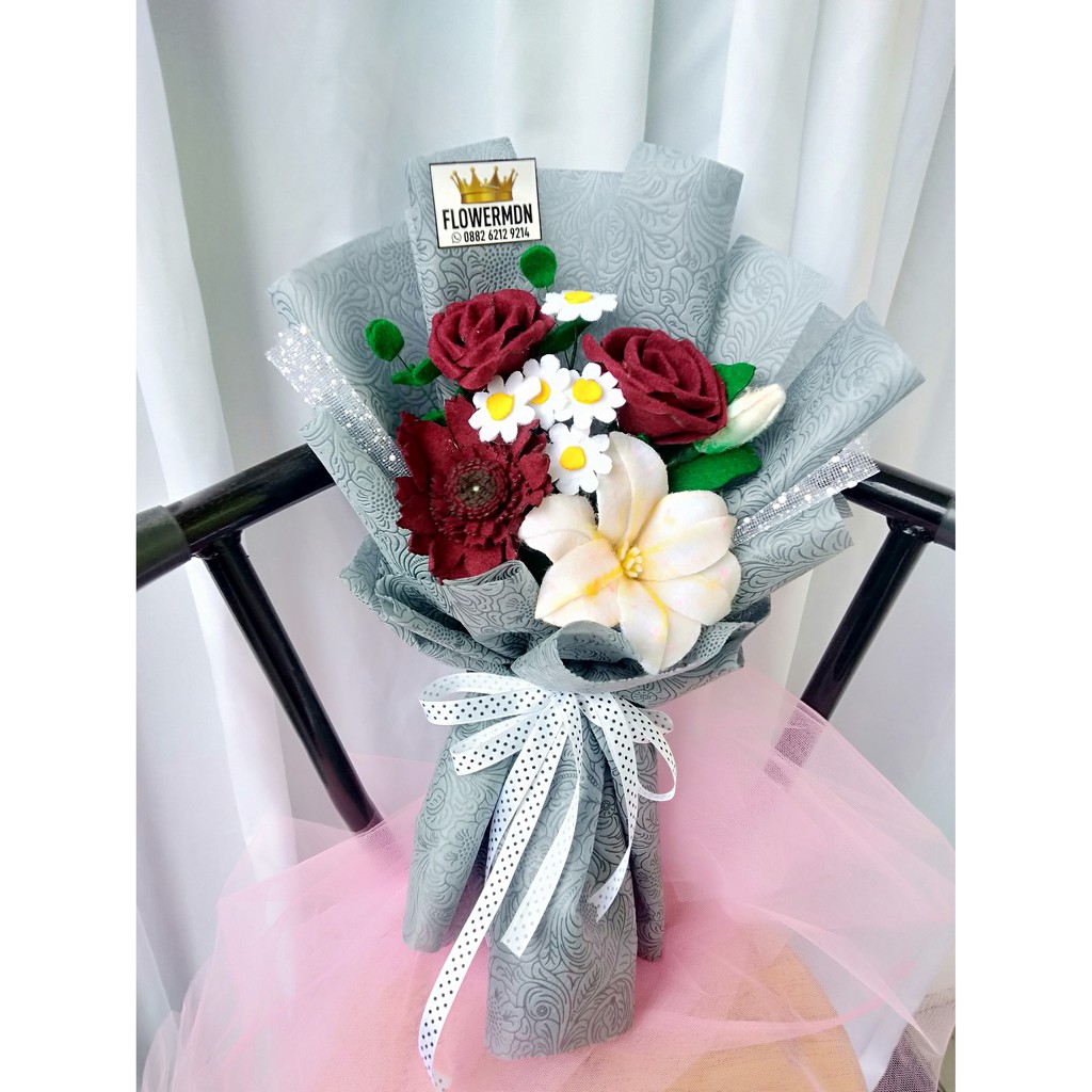 flower medan buket bunga mawar flanel premium pernikahan lamaran wisuda