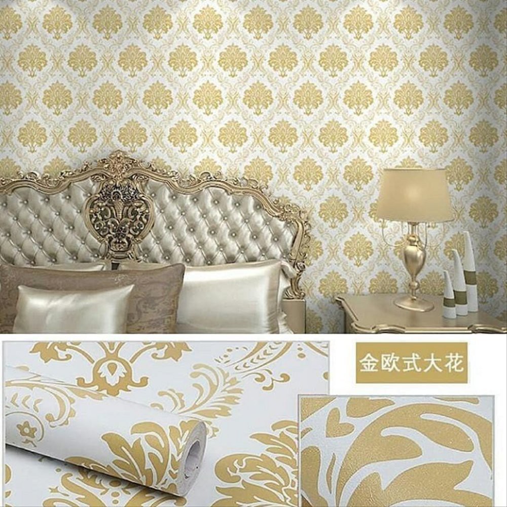 Wallpaper Dinding BATIK GOLD ELEGAN Walpaper Sticker Kamar Tidur Ruang