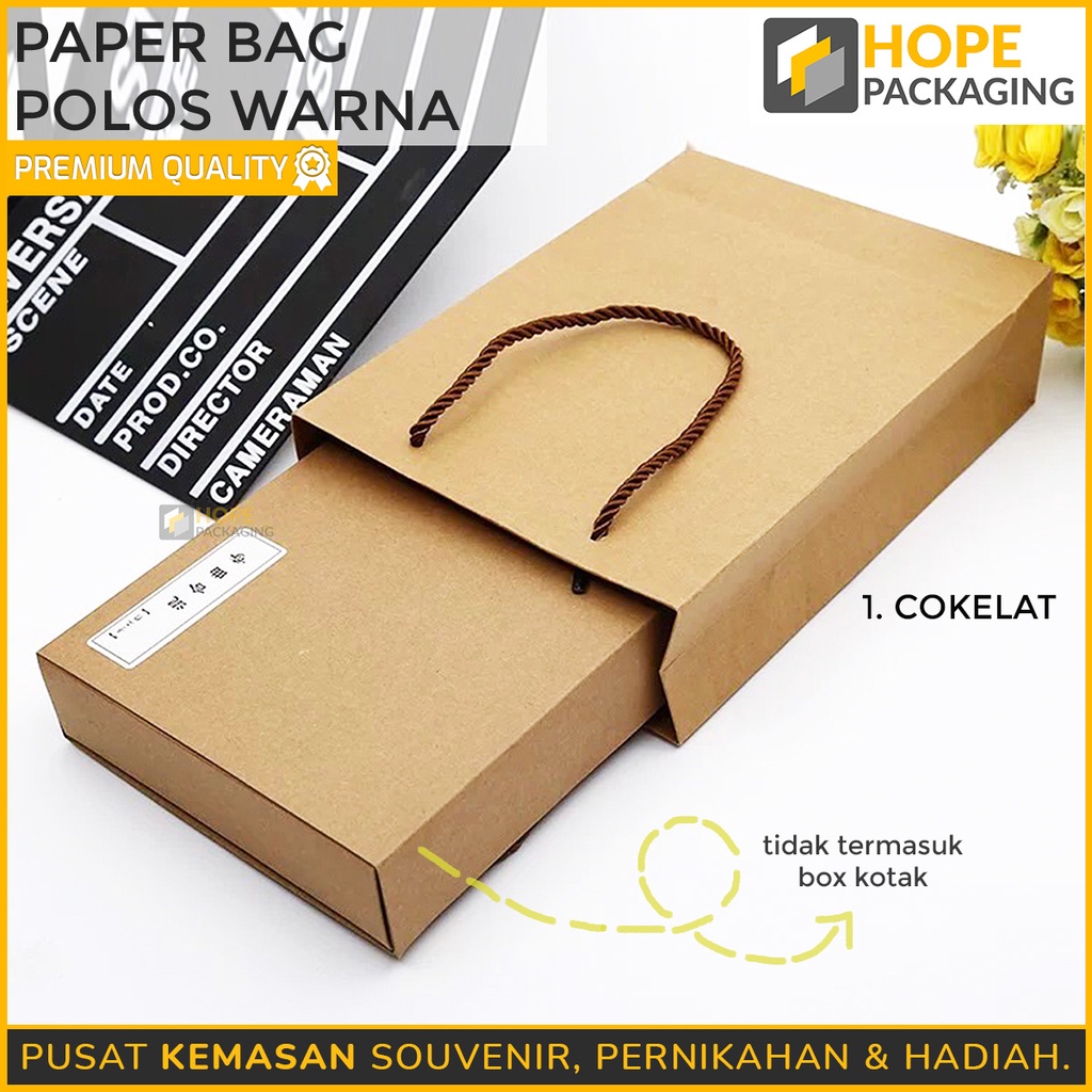 Paperbag polos  Packing Bingkisan Kue / Pakaian / paper bag import ukuran : 27 x 19 x 7cm