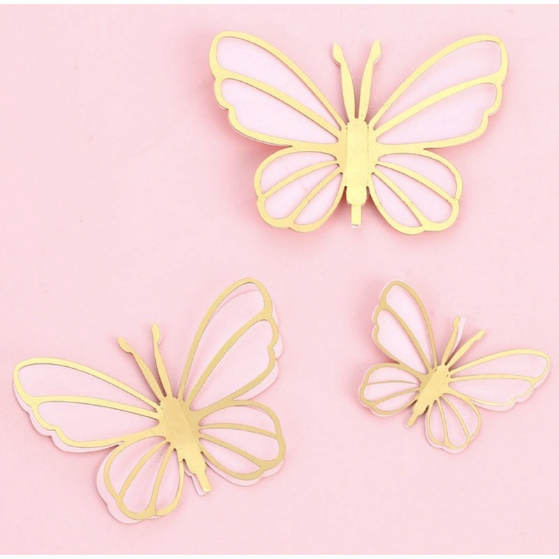 

3 pcs set butterfly premium cake topper, hiasan cake premium termurah