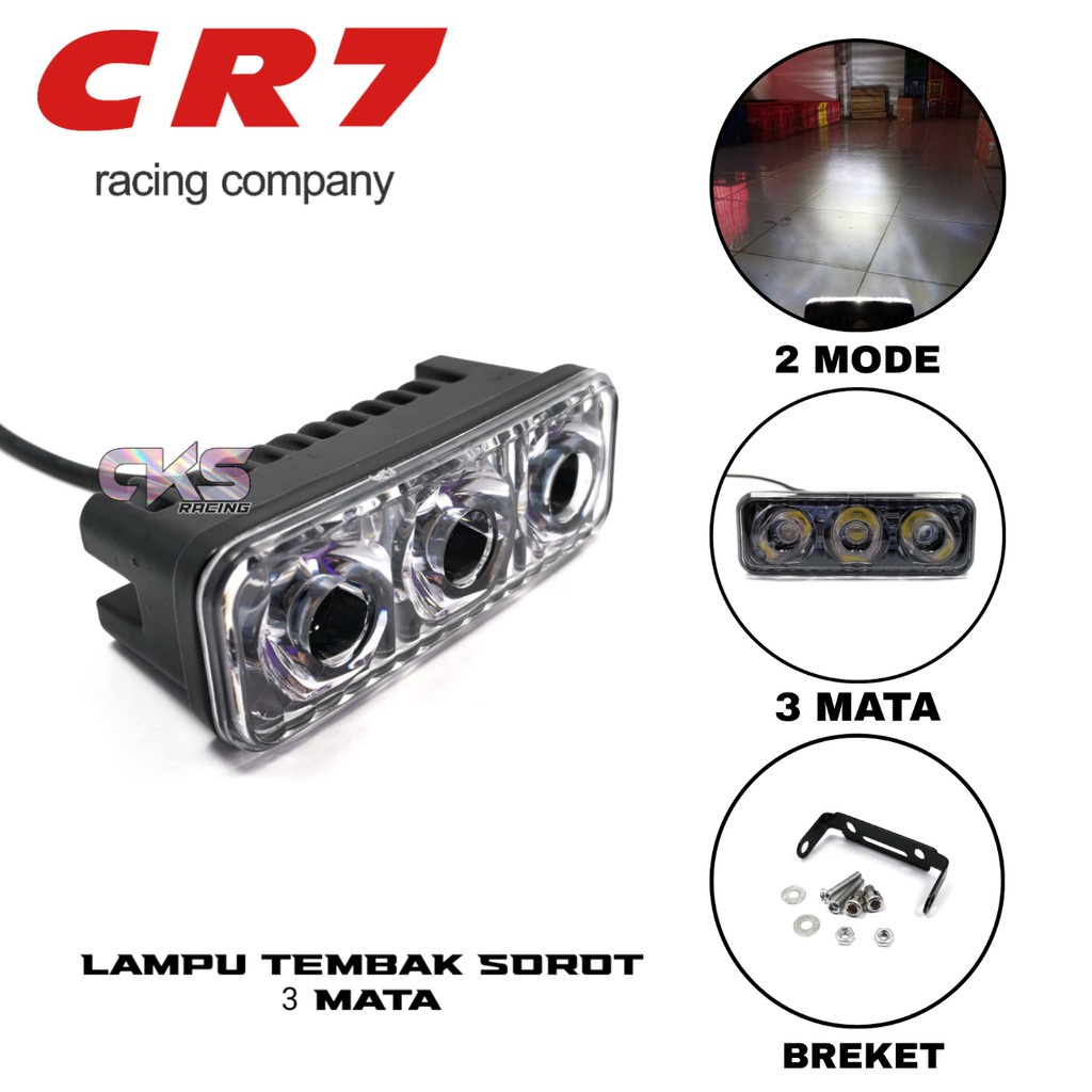 lampu tembak led E03 sorot creee 3 mata 9 watt kabut motor mobil E03R worklight flash putih