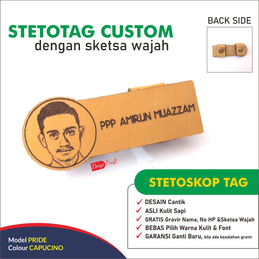 

STETHOSTAG CUSTOMIZED Stetoskop Name Tag dengan Sketsa Wajah (Model PRIDE)