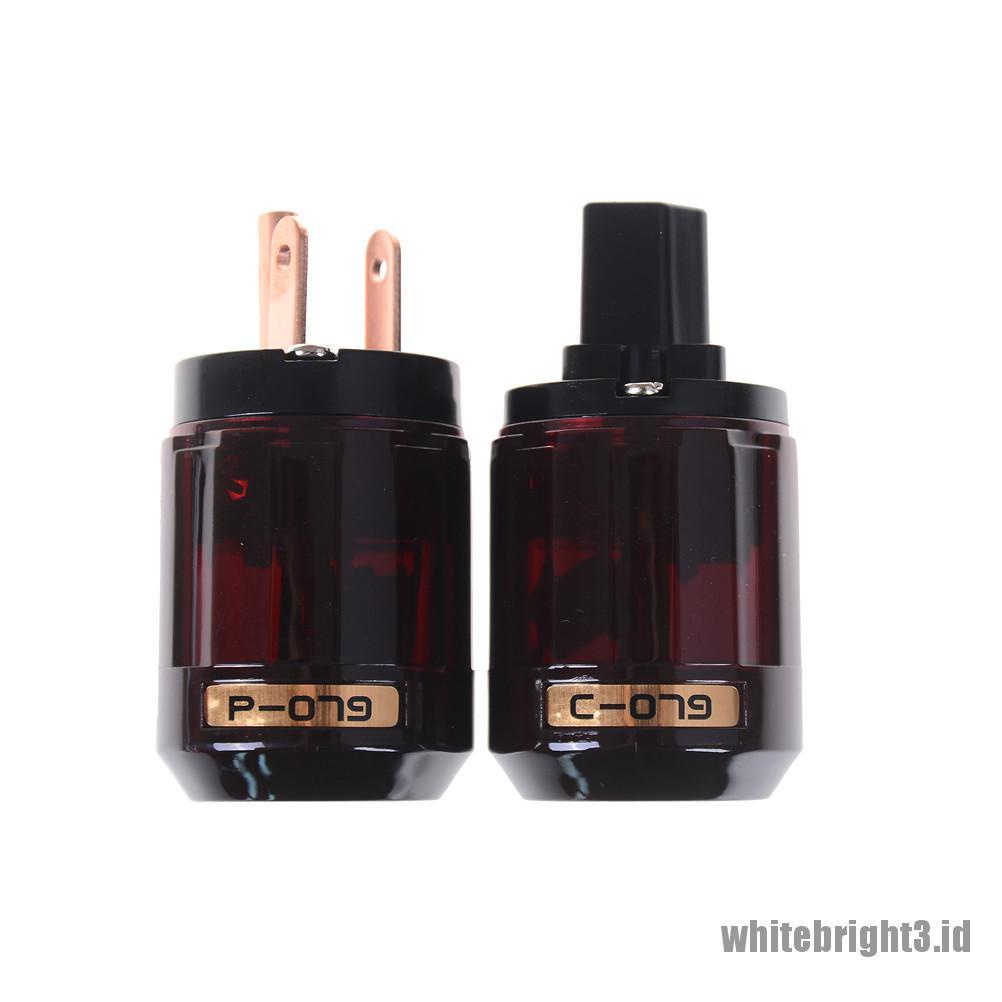 &lt; White3 &gt; Konektor Audio C-079 IEC Female P-079 Male US Power plug Lapis Emas