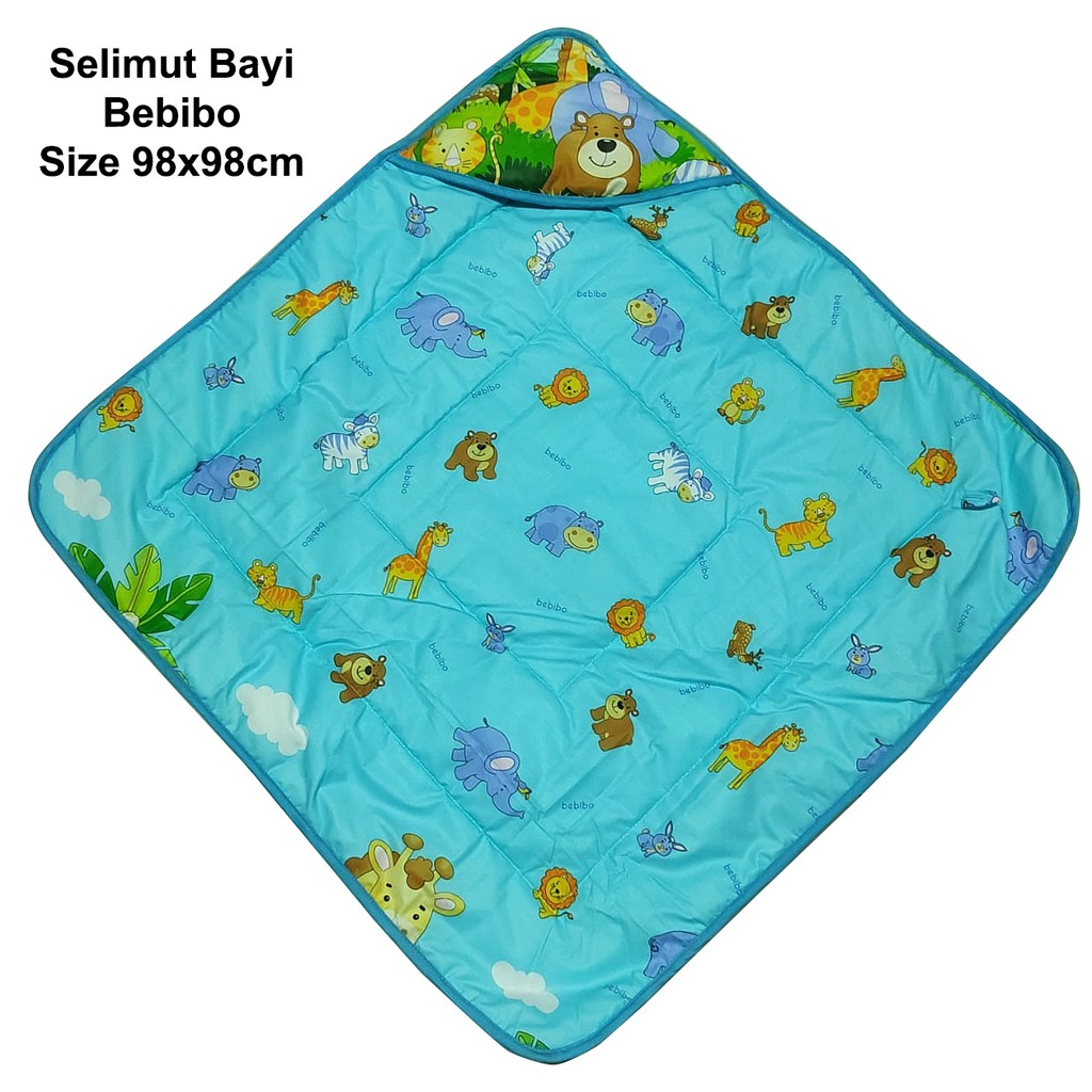 Bebibo Selimut Bayi Motif size 98x98cm Selimut Topi free Plastic Case