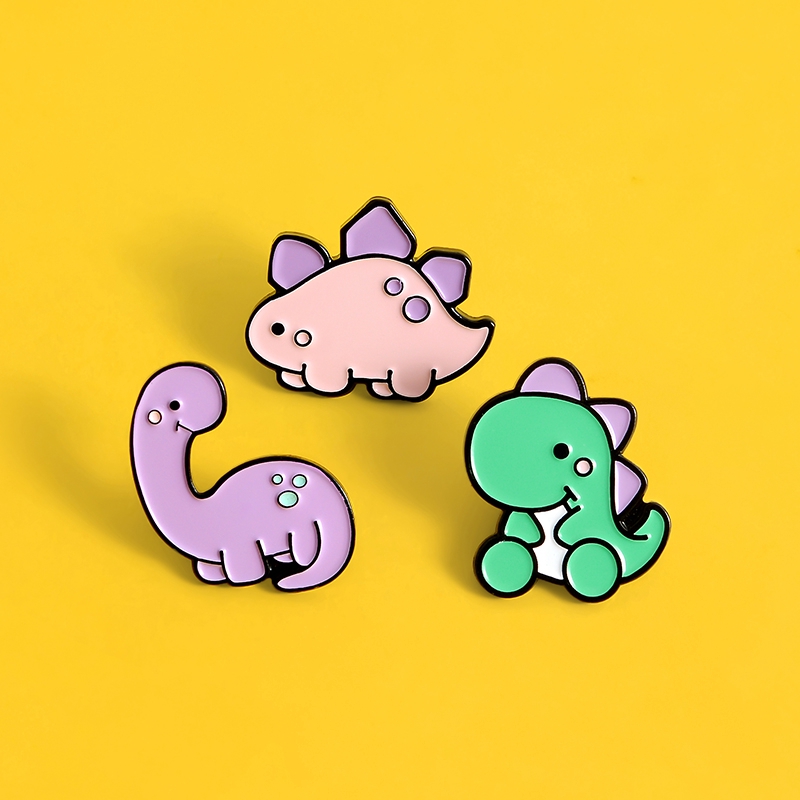 Bros Pin Enamel Bentuk Dinosaurus Jurassic Warna Pink Untuk Anak