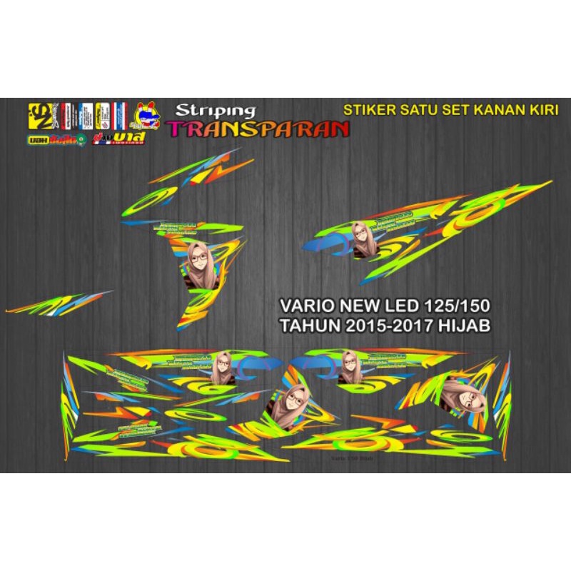 stiker transparan Lis body motor Vario new LED 125/150 tahun 2015-2017 motif hijab
