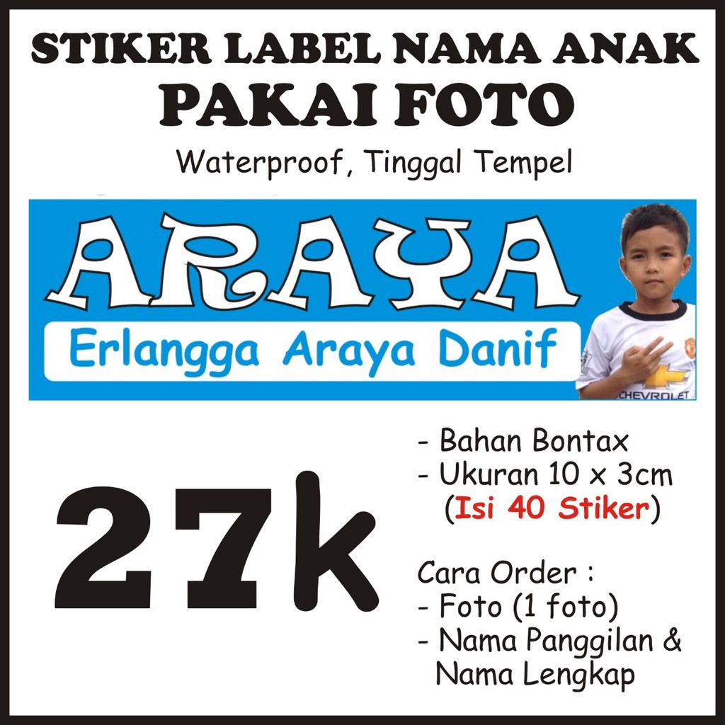 

CUSTOM FOTO STIKER LABEL NAMA ANAK | LABEL NAMA CUSTOM