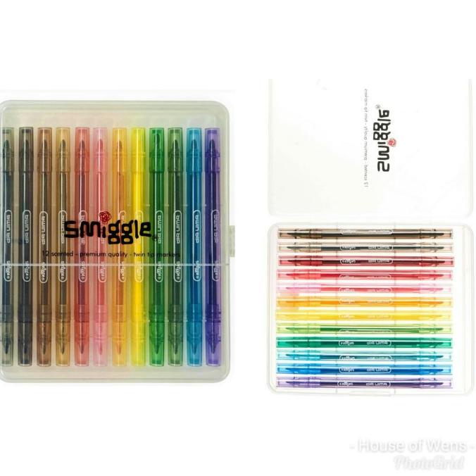 

Smiggle Scented Twin Tip Marker Pack X12 - Spidol Double Smiggle