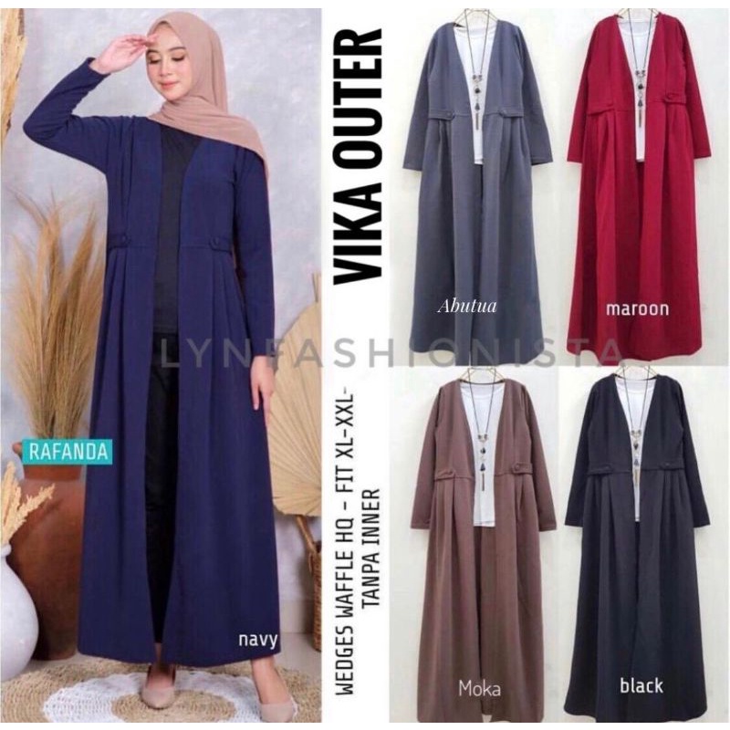 (BB MAX 70 KG)VIKA OUTER/CARDIGAN WANITA MUSLIMAH/LONG CARDI PANJANG POLOS PREMIUM-1