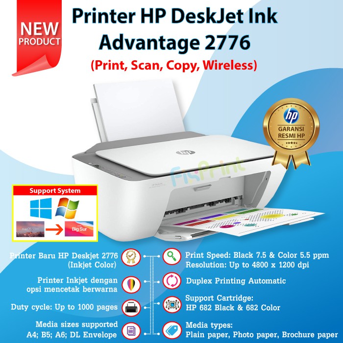 Printer HP Deskjet Ink Advantage 2335 2336 2337 All In One Cartridge 682 Black TRI-COLOR Color