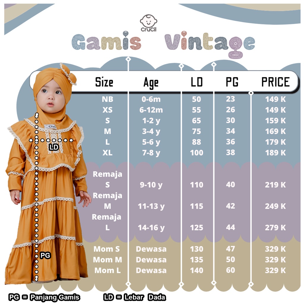 Crucil Gamis Anak Vintage 3-8 tahun