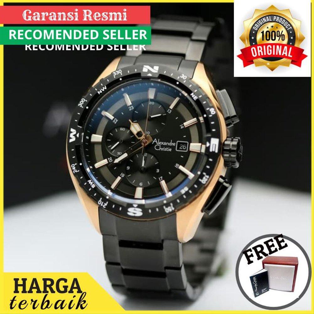 Diskon Jam Tangan AC Pria Cowok Alexandre Christie AC6436 Original Bergaransi Resmi ROSEGOLD BLACK
