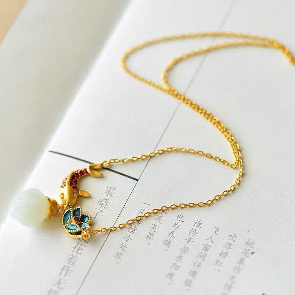 Mxbeauty Woman Kalung Elegan Sederhana Untuk Anak Perempuan Liontin Bunga Lotus Ins Perhiasan Leher